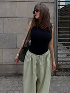 Pantalon Ample en Coton Style Lanterne