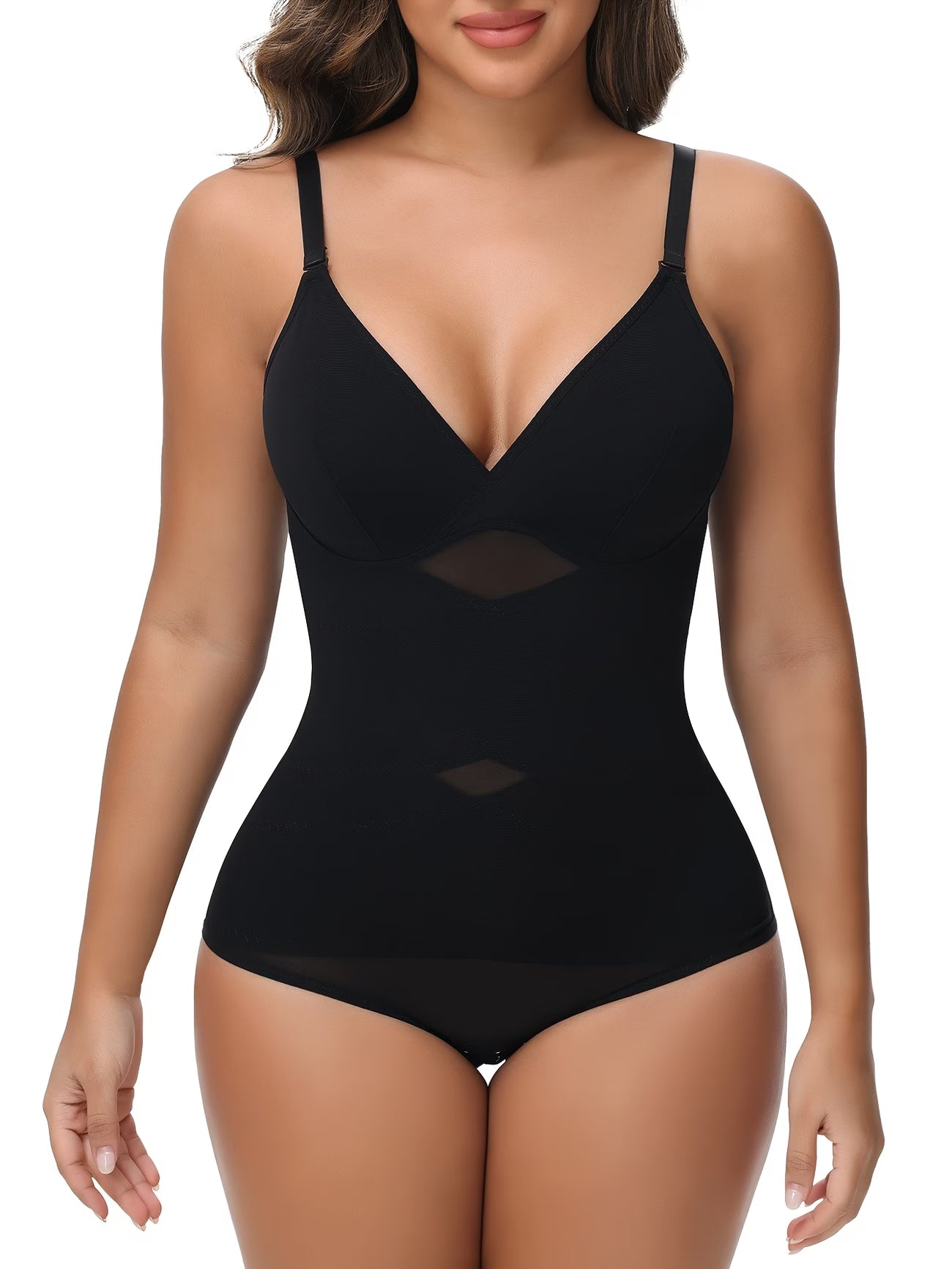Body Gainant en Dentelle Florale Col en V