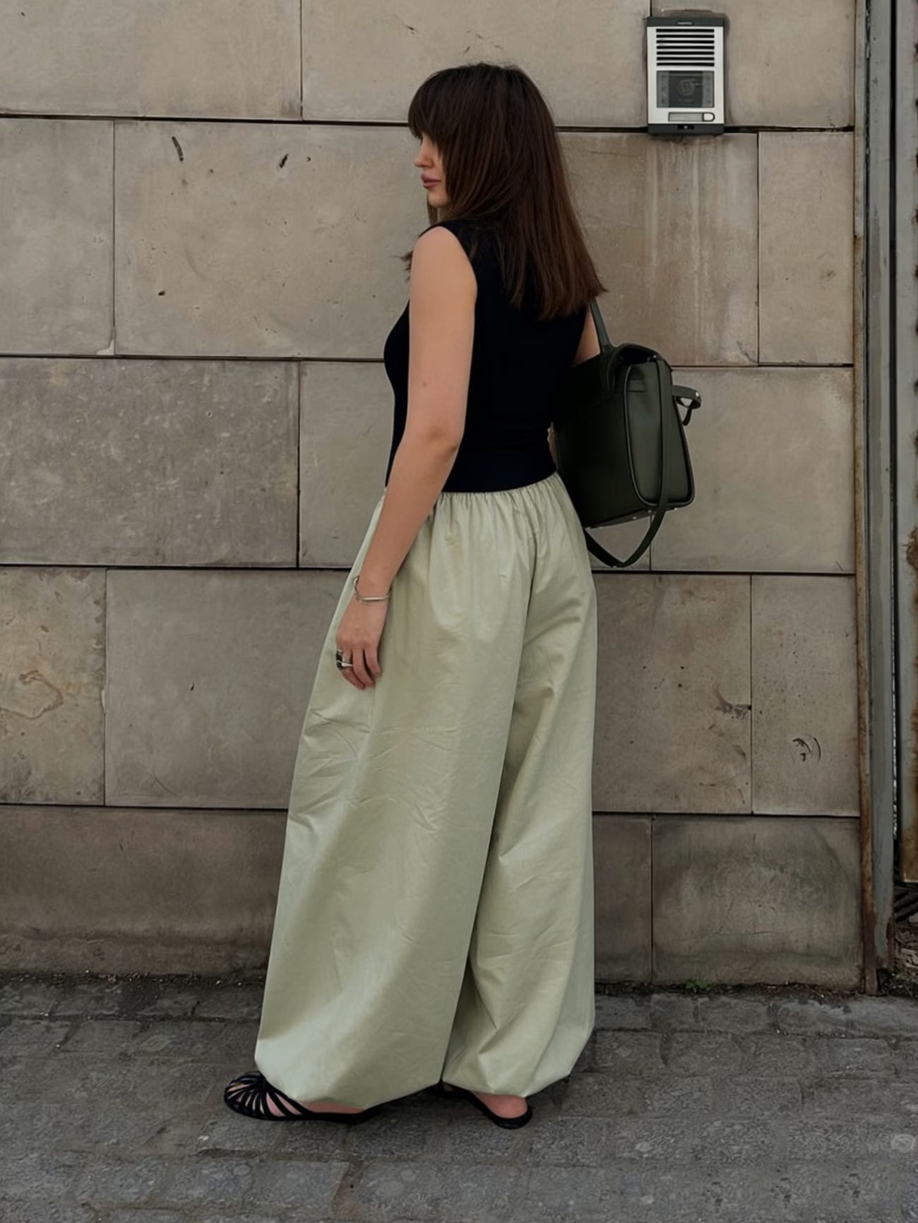 Pantalon Ample en Coton Style Lanterne