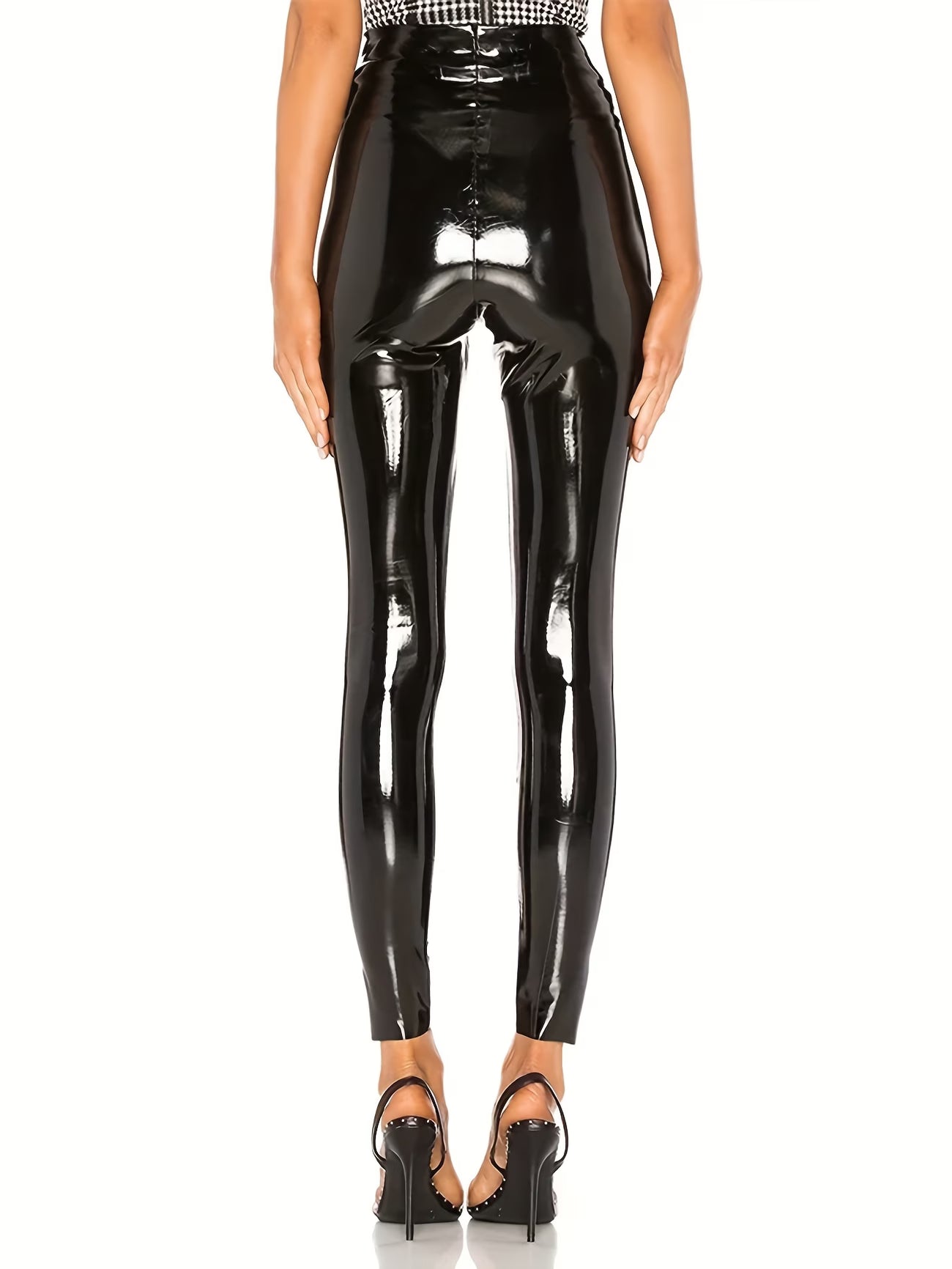 Pantalon en Cuir Taille Haute Slim Extensible