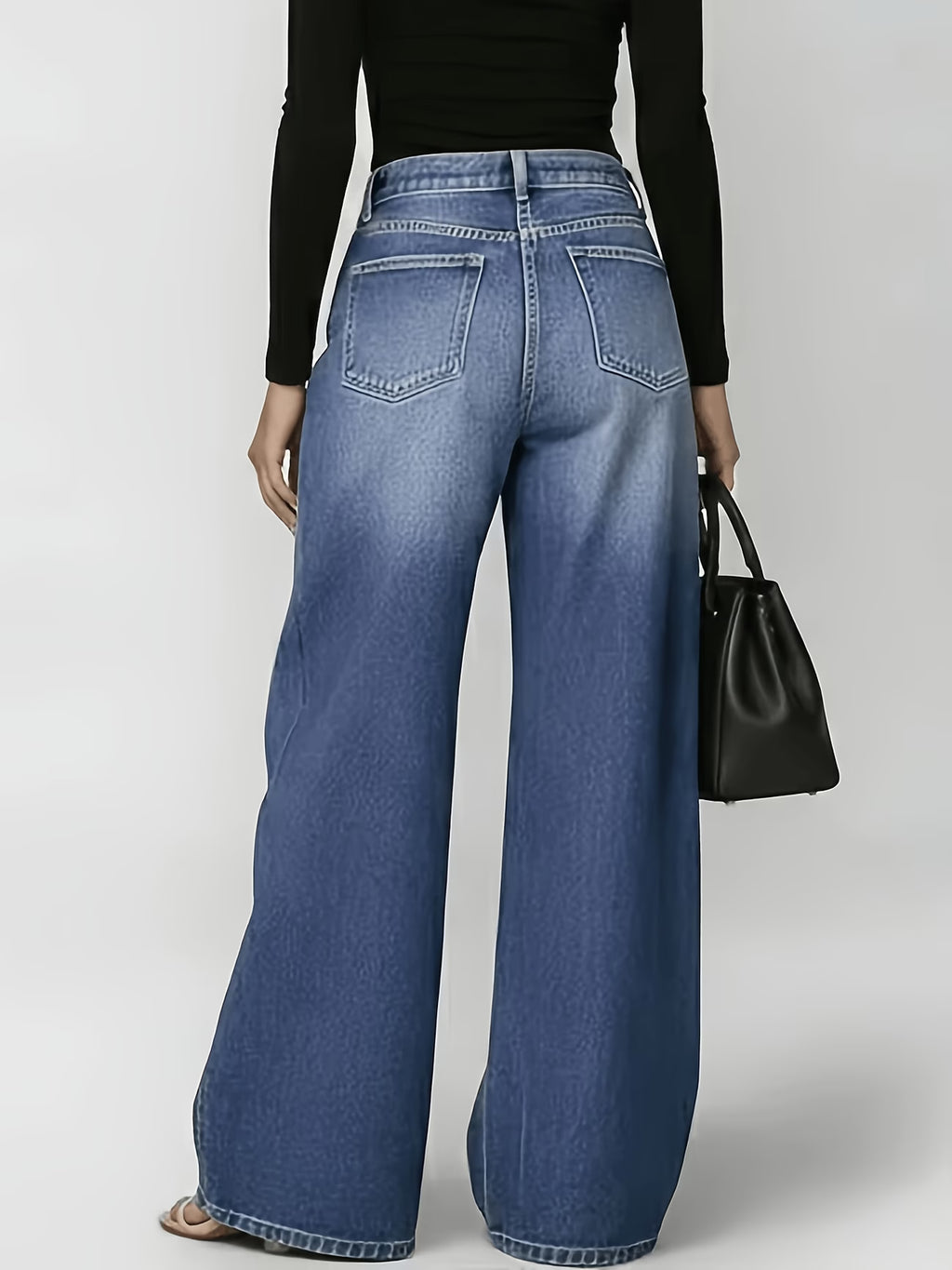 Jean Droit Taille Haute Anneau Métallique