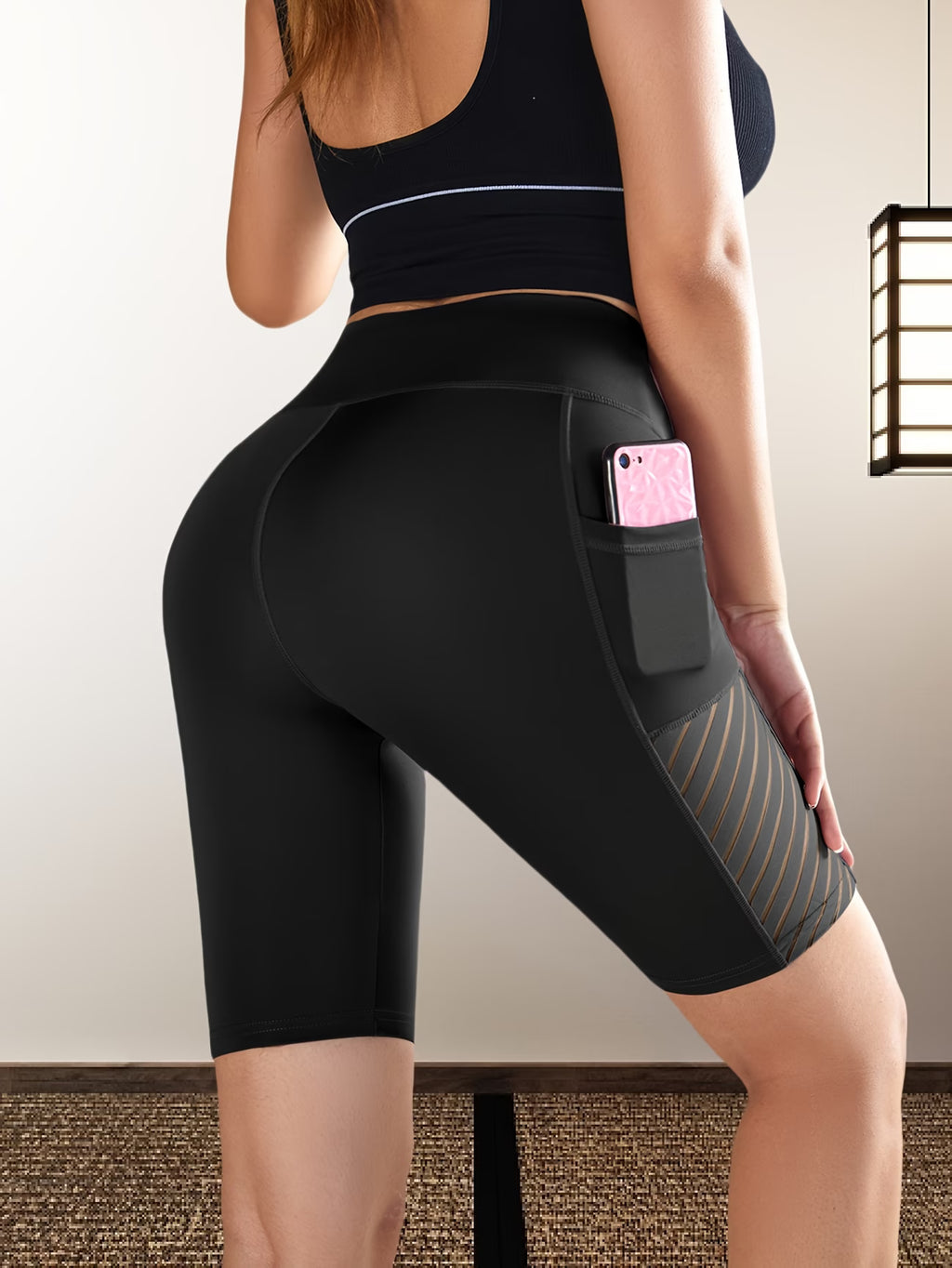Short de Sport Taille Haute Poches Latérales Yoga