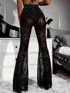 Pantalon Y2K en Dentelle Transparente Gothique