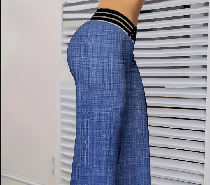 Pantalon Taille Haute Jambes Larges Chic Élégant