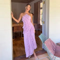 Robe Longue Plissée Bustier Violette