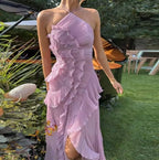 Robe Longue Plissée Bustier Violette