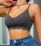 Soutien-gorge Grande Taille Sans Fil en Dentelle Bretelles Fines