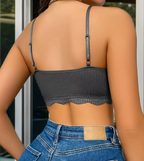 Soutien-gorge Grande Taille Sans Fil en Dentelle Bretelles Fines