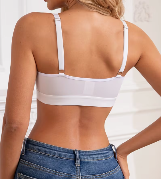 Soutien-gorge Sans Fil en Maille Rayée à Fermeture Avant