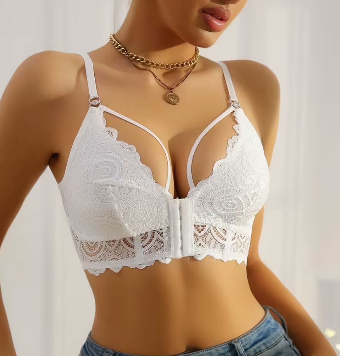Soutien-gorge Push-Up en Dentelle Respirante Fermeture Avant