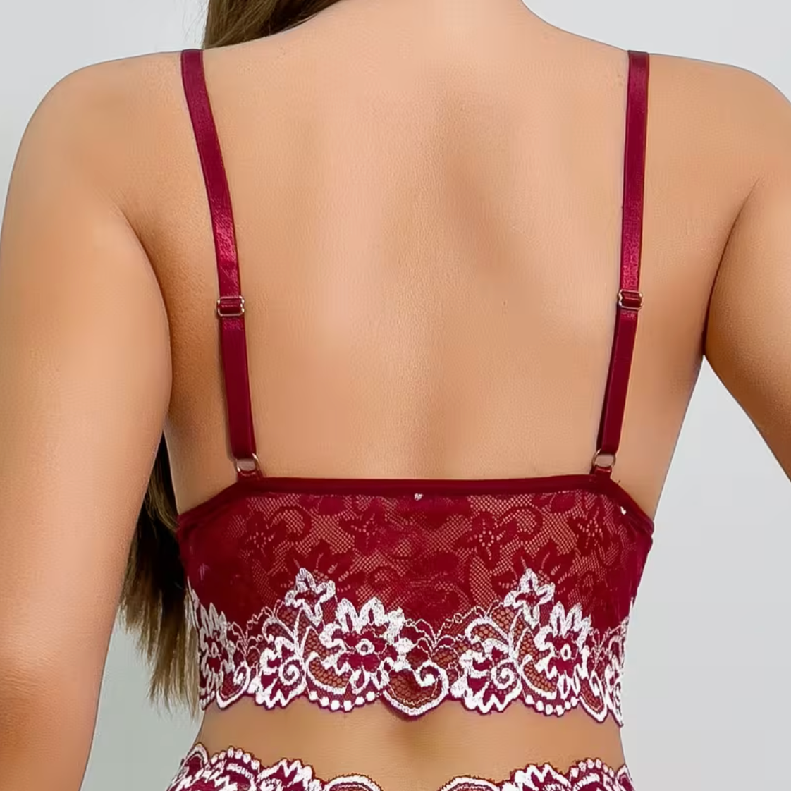 Soutien-gorge Push-Up Bicolore en Dentelle Décolleté V