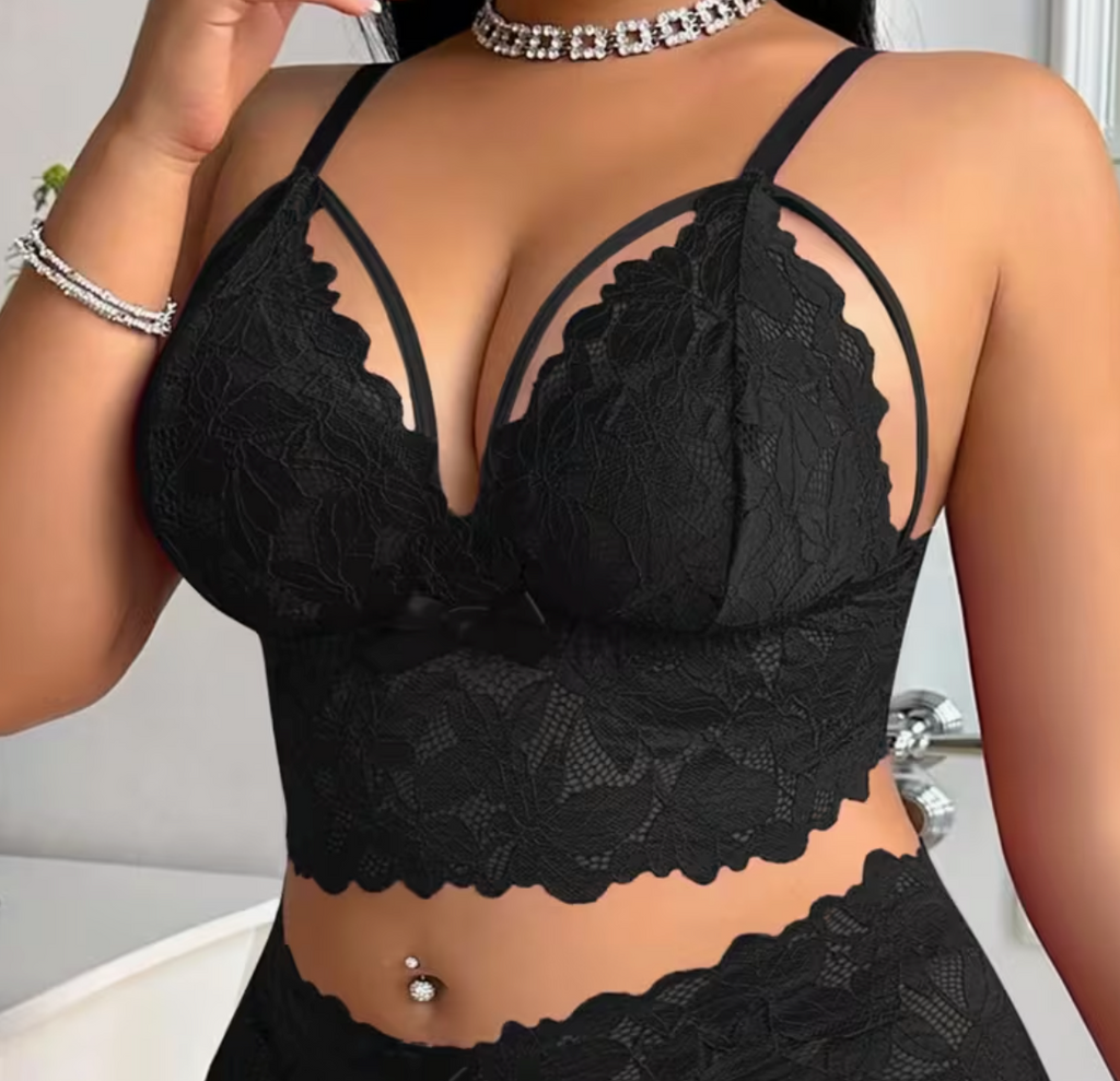 Soutien-gorge Push-Up Grande Taille en Dentelle Fleurie