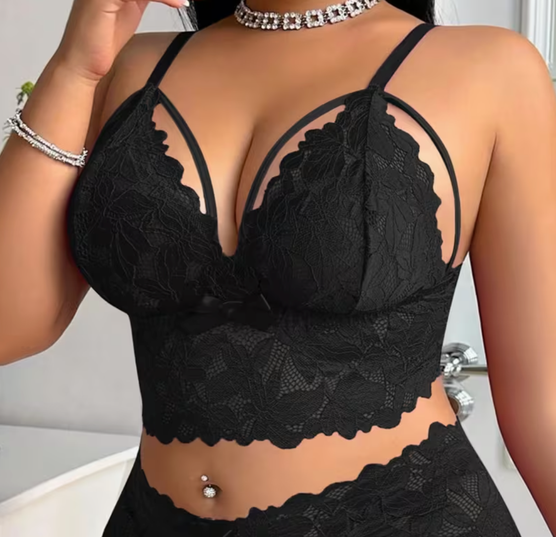 Soutien-gorge Push-Up Grande Taille en Dentelle Fleurie