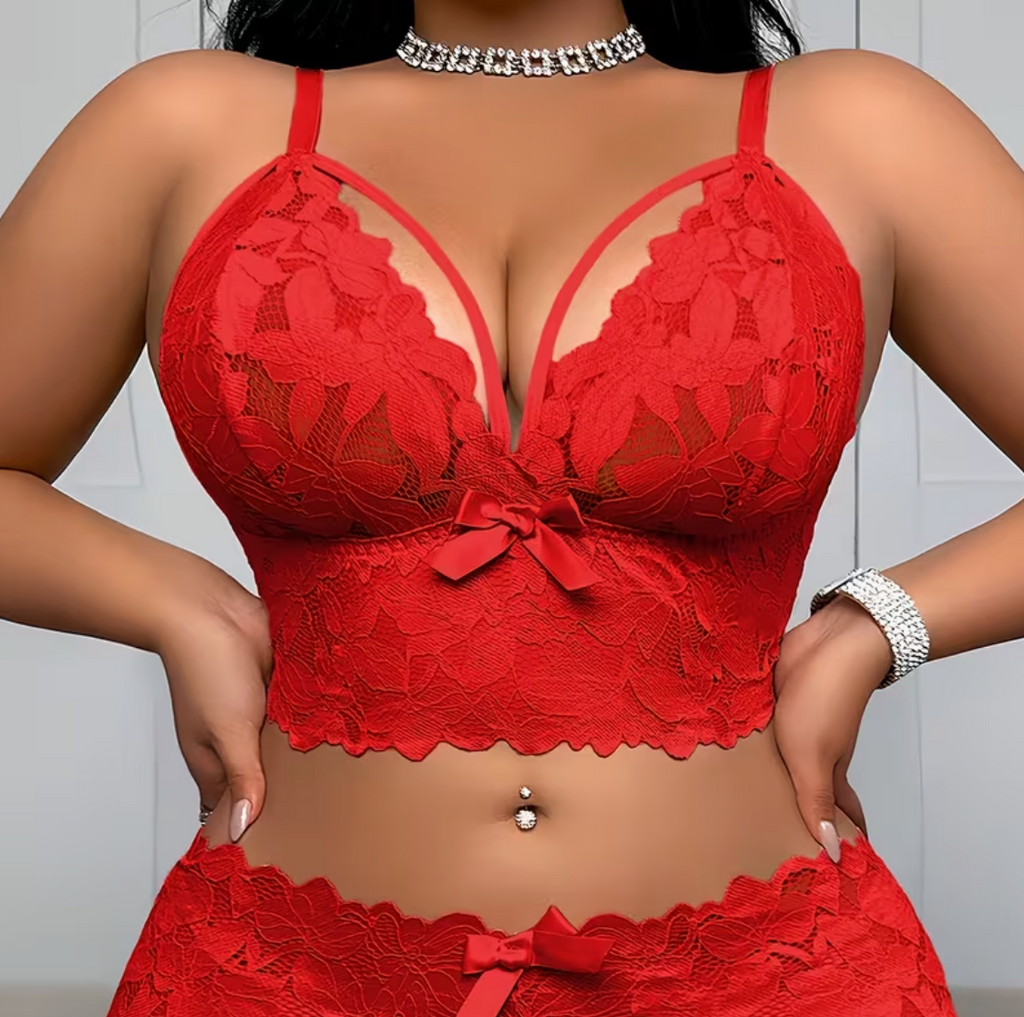 Soutien-gorge Push-Up Grande Taille en Dentelle Fleurie