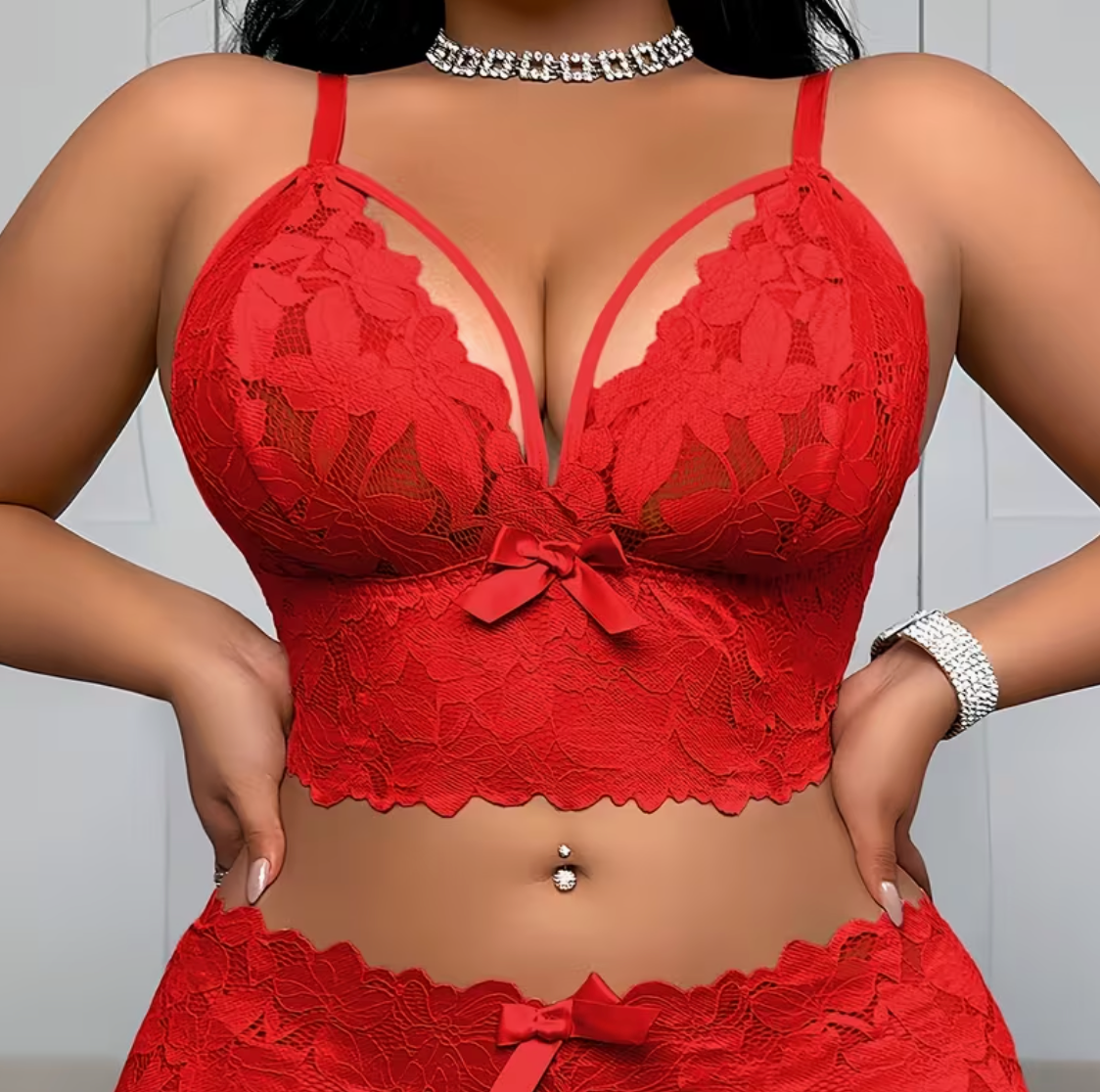 Soutien-gorge Push-Up Grande Taille en Dentelle Fleurie
