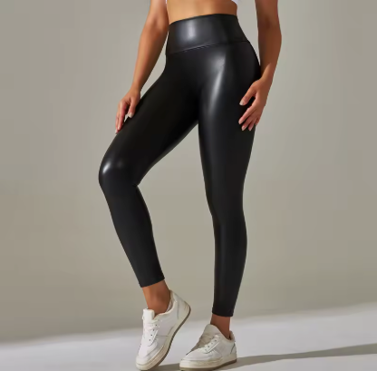 Legging  en Similicuir Coloré Taille Haute
