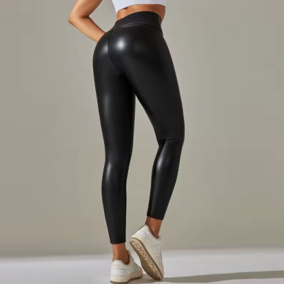 Legging  en Similicuir Coloré Taille Haute