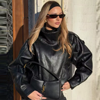 Veste en Cuir Noir Oversize Bombardier