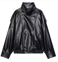 Veste en Cuir Noir Oversize Bombardier