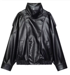 Veste en Cuir Noir Oversize Bombardier