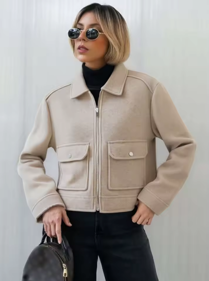 Veste Zippée Hiver Poche Élégante
