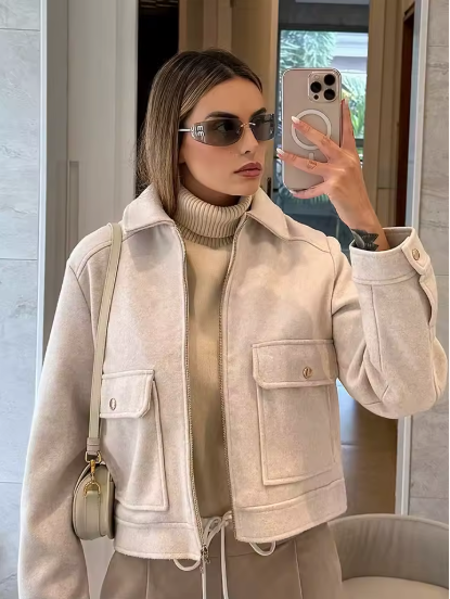 Veste Zippée Hiver Poche Élégante