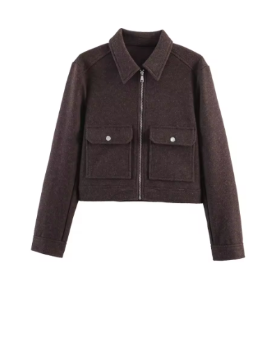 Veste Zippée Hiver Poche Élégante