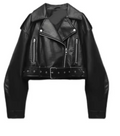 Veste Courte en Similicuir Oversize Motard