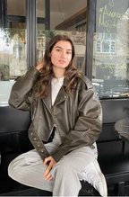 Veste Courte en Similicuir Oversize Motard