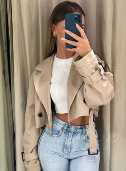 Trench Court Croisé Streetwear Vintage