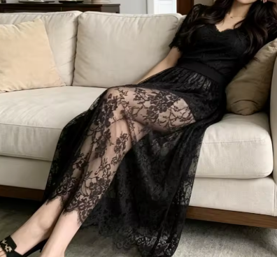 Jupe Midi en Tulle Dentelle