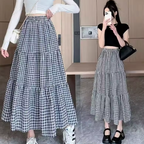 Jupe Midi à Plusieurs Niveaux Carreaux Vintage