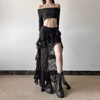 Jupe Longue Gothique Dentelle Streetwear