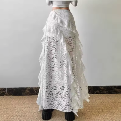 Jupe Longue Gothique Dentelle Streetwear