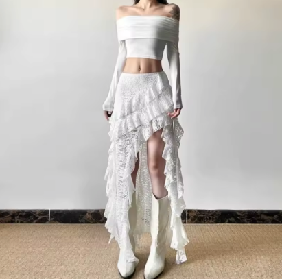 Jupe Longue Gothique Dentelle Streetwear
