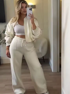 Ensemble Bombardier Zippé Rétro et Pantalon Large Lacé