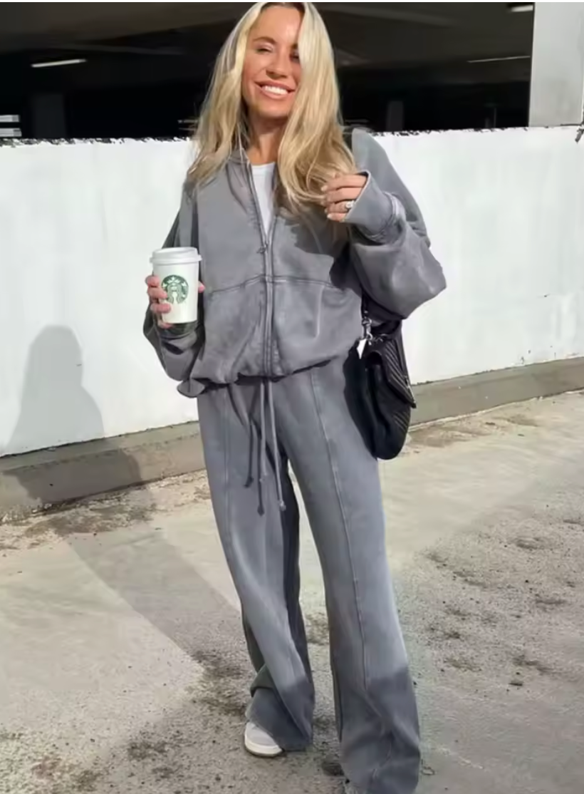 Ensemble Bombardier Zippé Rétro et Pantalon Large Lacé