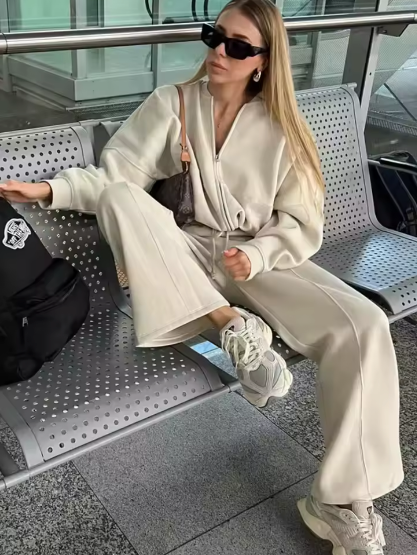 Ensemble Bombardier Zippé Rétro et Pantalon Large Lacé