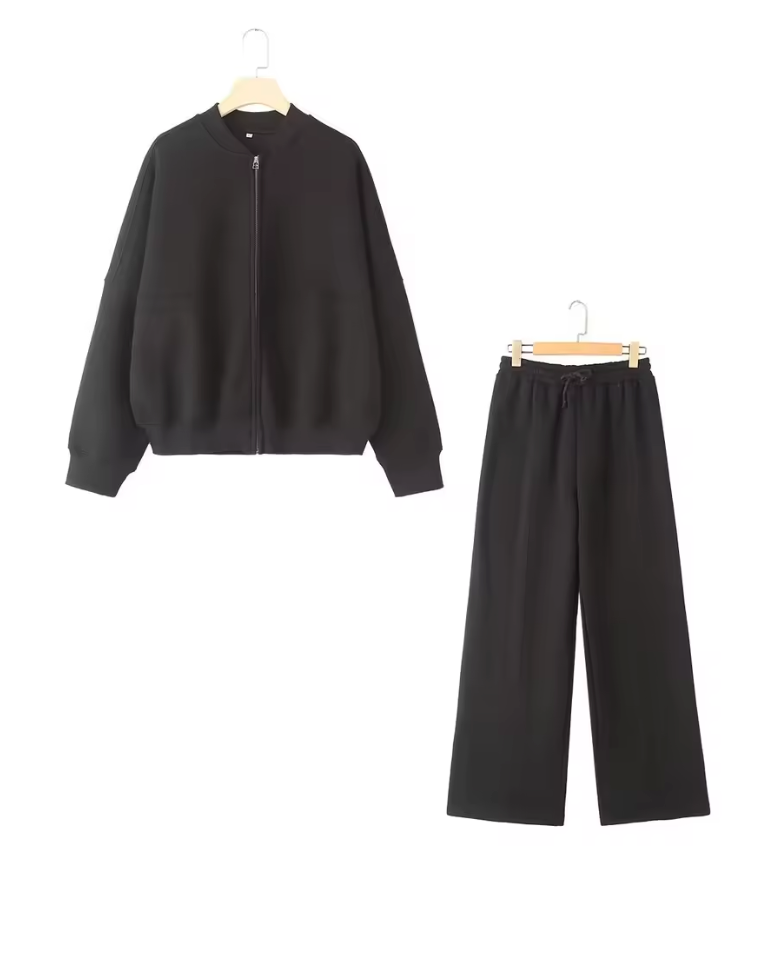 Ensemble Bombardier Zippé Rétro et Pantalon Large Lacé
