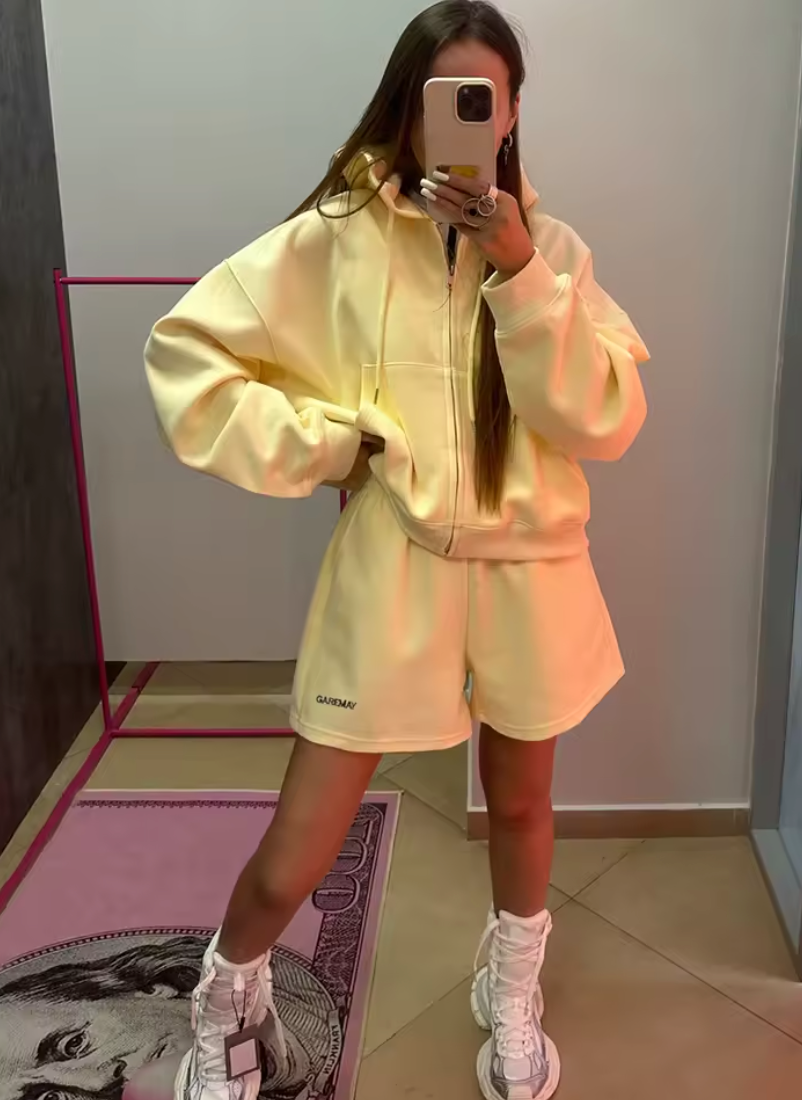 Ensemble Jogging Short Zippé Oversize Été