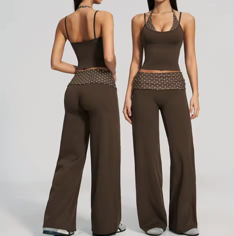 Ensemble Yoga Haut Halter et Pantalon Large