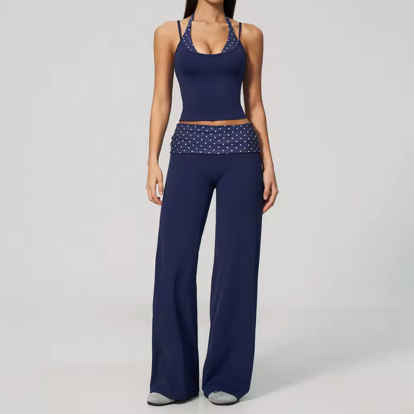 Ensemble Yoga Haut Halter et Pantalon Large