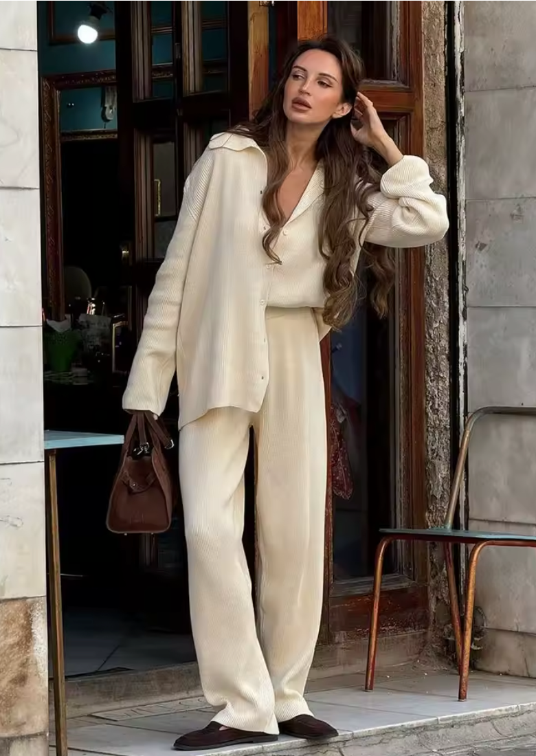 Ensemble Cardigan Tricot et Pantalon Ample Hiver