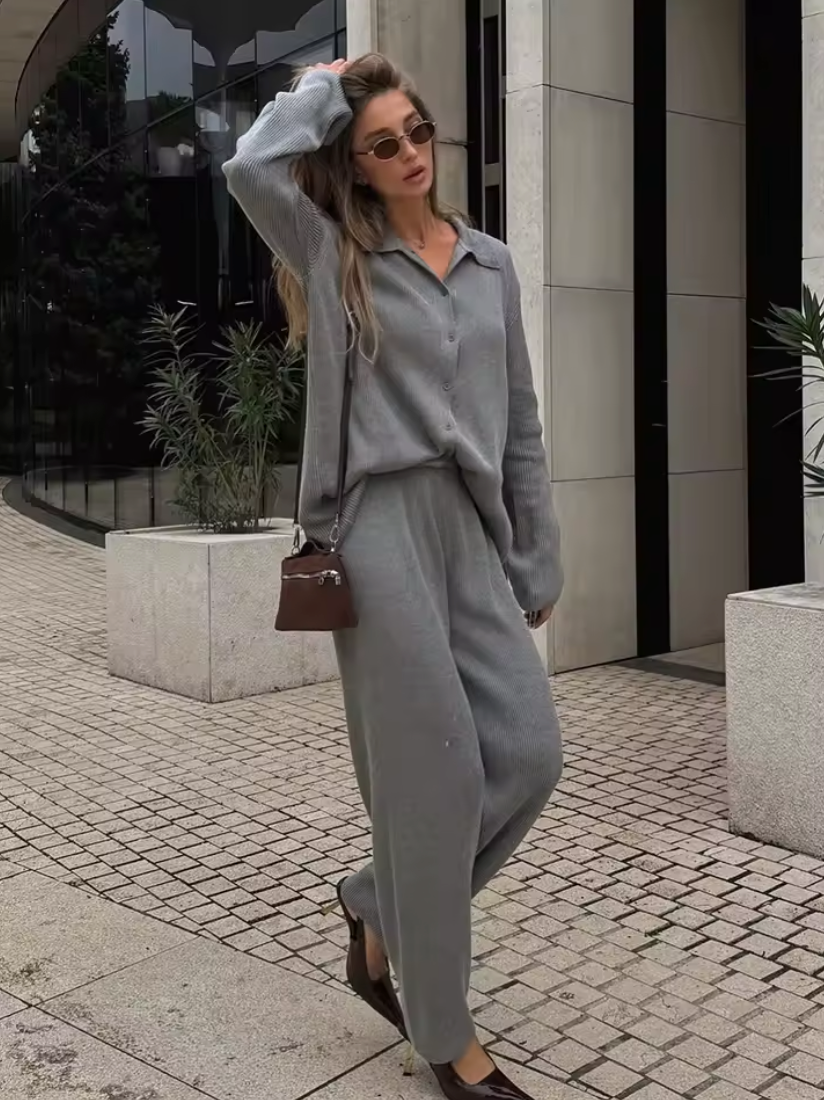 Ensemble Cardigan Tricot et Pantalon Ample Hiver