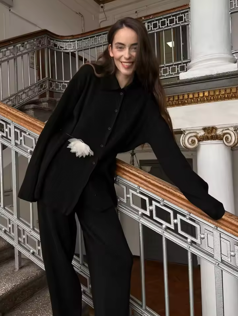 Ensemble Cardigan Tricot et Pantalon Ample Hiver
