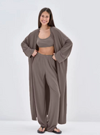 Ensemble 3 Pièces Cardigan Débardeur et Pantalon Modal