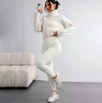 Ensemble 3 Pièces Pull à Capuche Fourrure et Pantalon Skinny