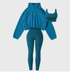Ensemble 3 Pièces Pull à Capuche Fourrure et Pantalon Skinny