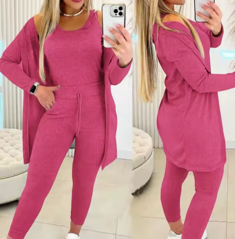 Ensemble 3 Pièces Cardigan Haut et Pantalon Voyage