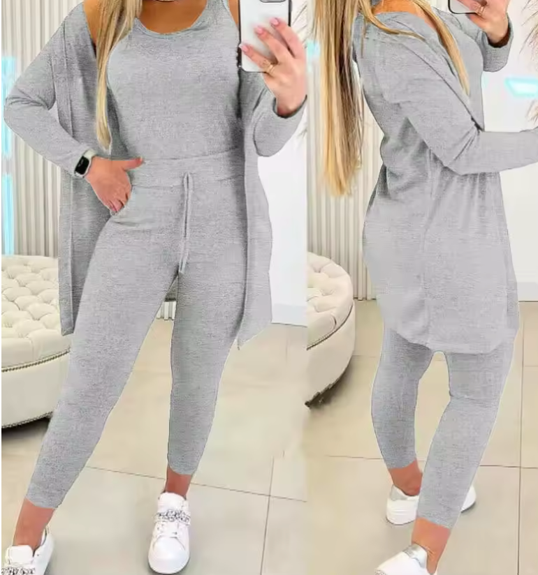 Ensemble 3 Pièces Cardigan Haut et Pantalon Voyage